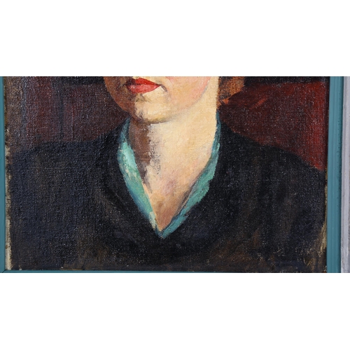 184 - Mid-20th century British School, oil on canvas, portrait of a young woman, unsigned, 50cm x 40cm, fr... 