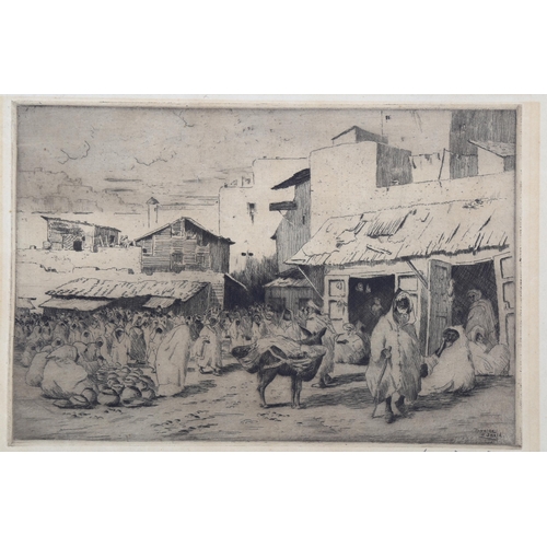 188 - David Donald (flourished 1895 - 1925), etching Tangier, signed in pencil, plate 18cm x 28cm, unframe... 