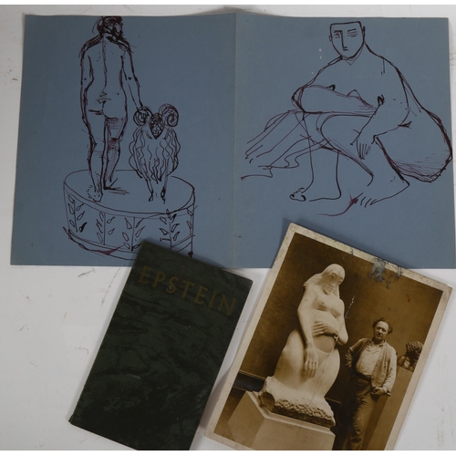 204 - **DESCRIPTION CHANGE** *Circle of* Jacob Epstein (1880 - 1959), sketchbook page of studies in pen an... 