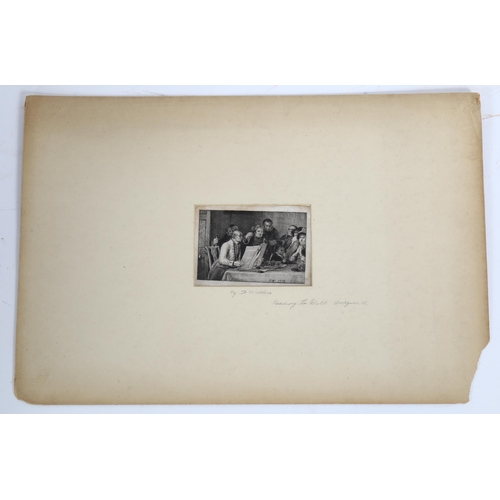 206 - David Wilkie (1785 - 1841), etching, reading the Will 1819, plate 7cm x 10.5cm, mounted