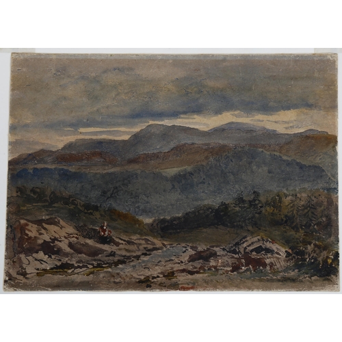 208 - David Cox (1809 - 1885), watercolour, mountainous landscape, circa 1840s, annotated verso, 22cm x 32... 