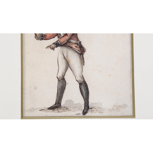 210 - 19th century French School, 2 watercolours of military subjects, 17cm x 12cm, mounted