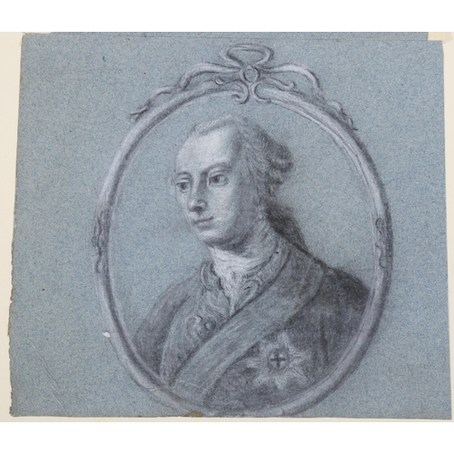 211 - Samuel Woodforde RA (1763 - 1817), charcoal/chalk on blue paper, circa 1790, military portrait study... 