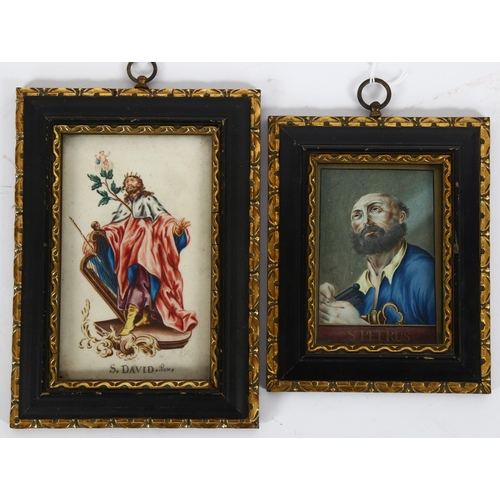 225 - 19th century Italian School, 2 miniature watercolour portraits of Saints, unsigned, framed (2)