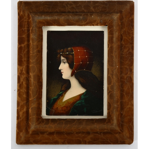 227 - 19th century Continental School, mixed media on board, portrait of a girl, unsigned, 13cm x 9cm, fra... 