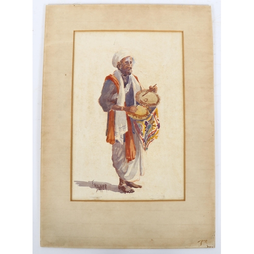 230 - Frederick Baker, watercolour, Middle Eastern man, signed, 35cm x 22cm, mounted