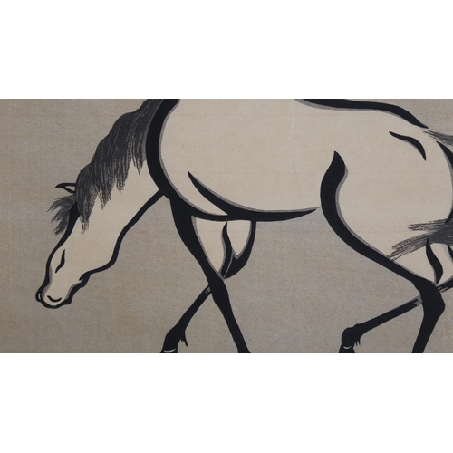 231 - Urushibara Mokuchu (1888 - 1953), print, study of a horse, signed in pencil with stamp, 21cm x 32cm,... 