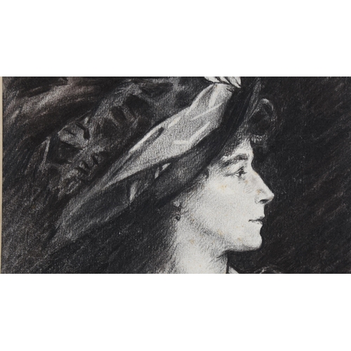 234 - Attributed to John Singer Sargent (1856 - 1925), charcoal on paper, portrait study of Gertrude Kings... 