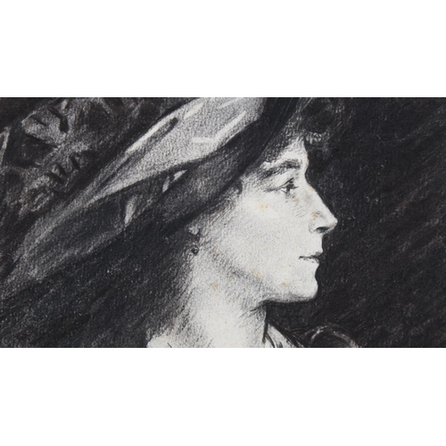 234 - Attributed to John Singer Sargent (1856 - 1925), charcoal on paper, portrait study of Gertrude Kings... 