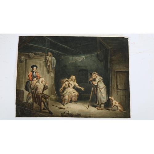 237 - 19th century Scottish School, watercolour, interior scene, unsigned, 40cm x 54cm, unframed