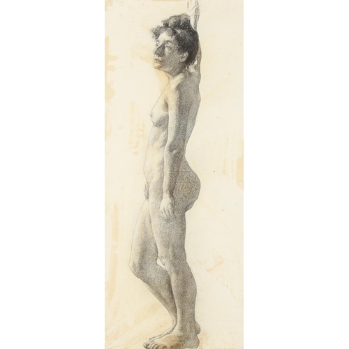 241 - Edith Oenone Somerville (Irish 1857 - 1949), charcoal on paper, nude study, remains of original labe... 