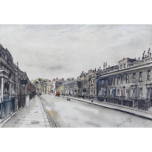 249 - Joseph McCulloch (1893 - 1961), ink/watercolour, Ovington Street London, signed and dated 1943, 35cm... 