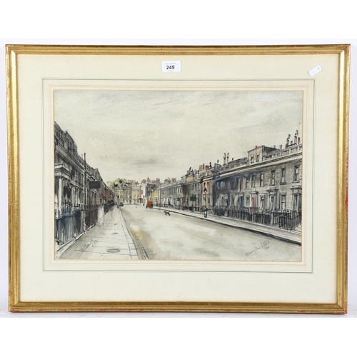 249 - Joseph McCulloch (1893 - 1961), ink/watercolour, Ovington Street London, signed and dated 1943, 35cm... 