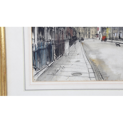 249 - Joseph McCulloch (1893 - 1961), ink/watercolour, Ovington Street London, signed and dated 1943, 35cm... 