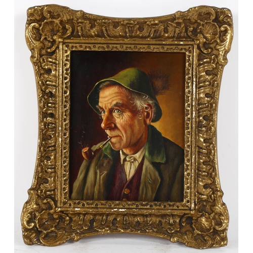 251 - Walter Roessler (1893 - 1960), oil on board, portrait of a man, signed, 19cm x 15cm, framed