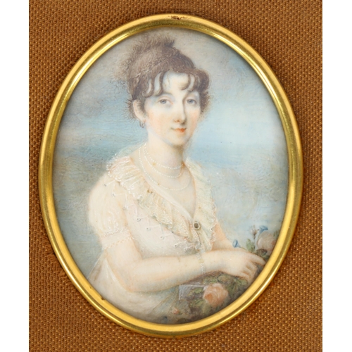 26 - 3 x 18th/19th century miniature painted portraits on ivory, all unsigned, brass-mounted fabric-cover... 