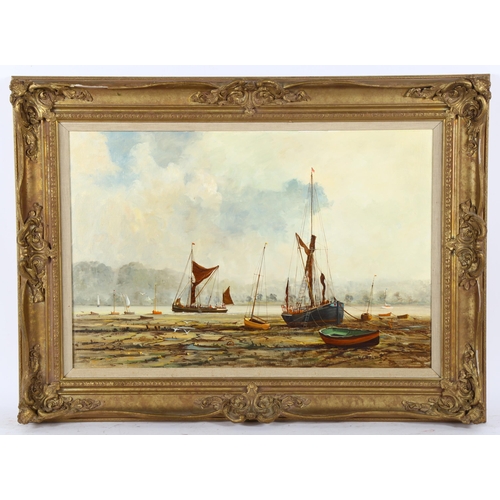 263 - William Francis Burton (1907 - 1995), oil on canvas, summer mist Pin Mill, signed, 40cm x 60cm, fram... 