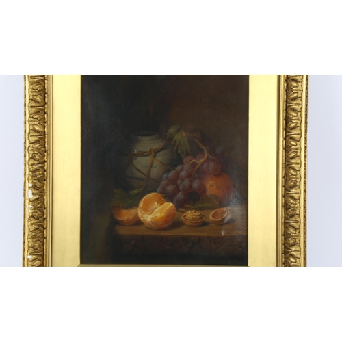 267 - H E Ward, oil on canvas, still life, signed, 35cm x 30cm, framed