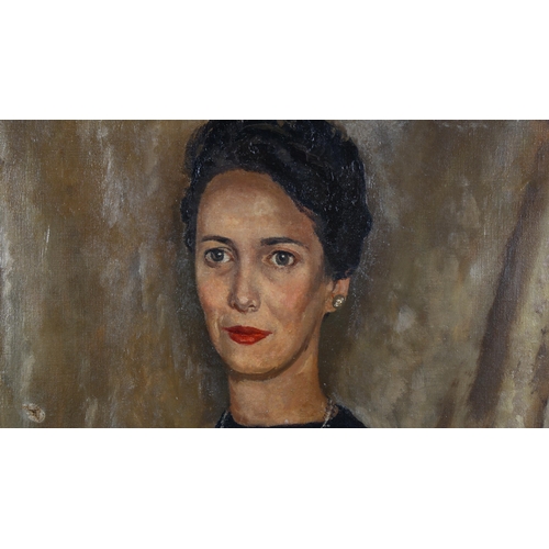 268 - B M Curton?, oil on canvas, portrait of Joyce Smith, signed and dated 1946, 60cm x 49cm, framed, tog... 