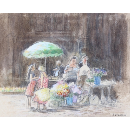 269 - Audrey Lanceman (born 1931), watercolour, flower market, signed, 20cm x 24cm, framed