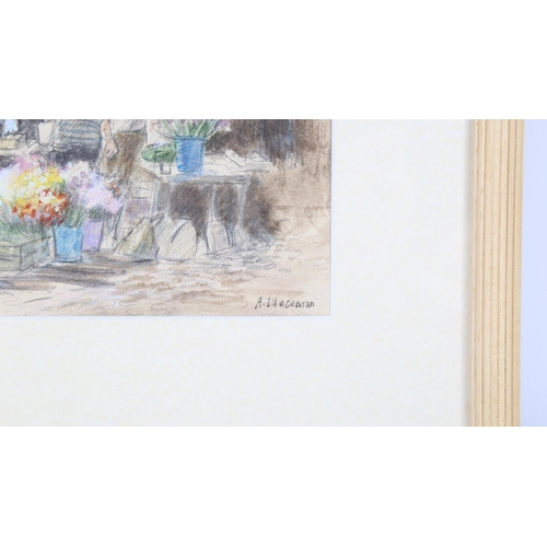 269 - Audrey Lanceman (born 1931), watercolour, flower market, signed, 20cm x 24cm, framed