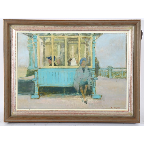 271 - Audrey Lanceman (born 1931), oil on board, the promenade shelter, signed, 30cm x 43cm, framed