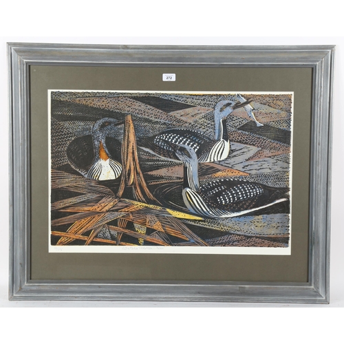 272 - **DESCRIPTION CHANGE** *J T A Osborne*, colour screenprint, red and black throated divers, *inscript... 