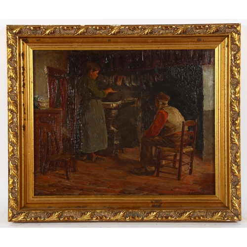 273 - A Dewaele, oil on canvas, Dutch interior scene, signed, 32cm x 40cm, framed