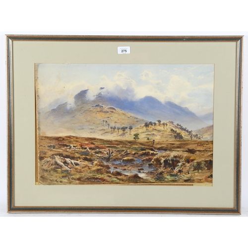 275 - Herbert Moxon Cook (1844 - 1929), watercolour, mountain landscape, signed, 38cm x 54cm, framed