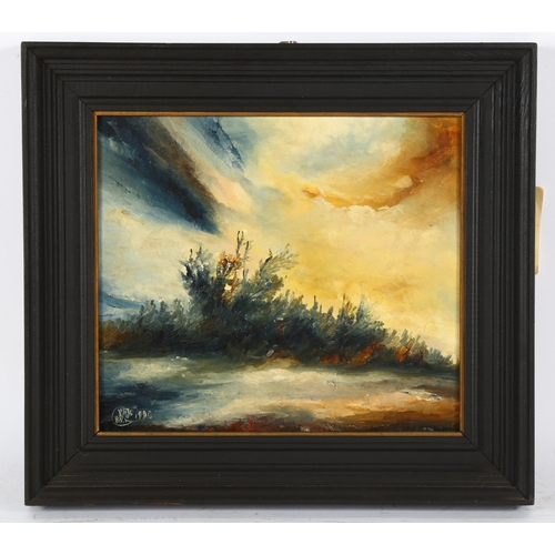 284 - Krystyna Pawlowska-Bernacka (Polish), oil on board, landscape, signed with monogram, labels verso, 2... 