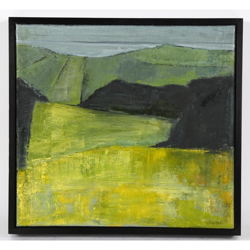 287 - Helen Rogers, oil on canvas, buttercup fields Northumberland 2008, signed, 30cm x 33cm, framed