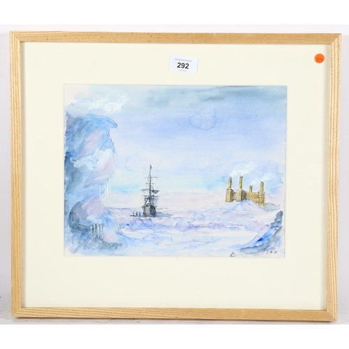 292 - Sam Beazley, watercolour, Battersea Power Station, signed, 24cm x 31cm, framed