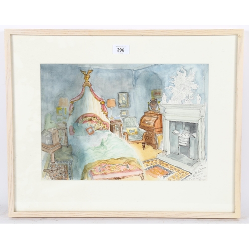 296 - Sam Beazley, watercolour, interior scene, signed, 27cm x 35cm, framed