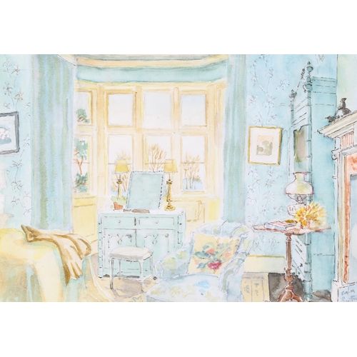 297 - Sam Beazley, watercolour, interior scene, signed, 27cm x 35cm, framed