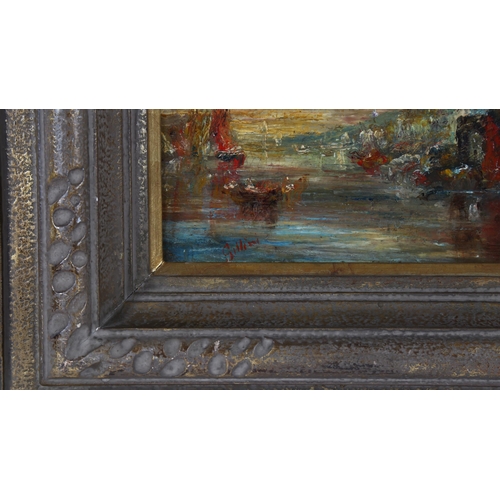 306 - P Gillini, oil on board, impressionist scene in Venice, signed, 16cm x 21cm, framed