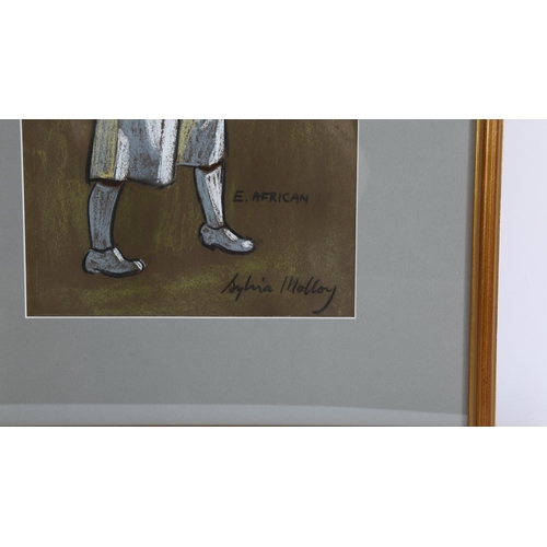 307 - Sylvia Molloy (1914 - 2008), coloured pastels, East African bandsman, signed, 37cm x 24cm, framed