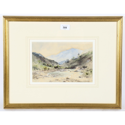 309 - Early 20th century watercolour, Valle Anzasca Italy, signed with monogram, 17cm x 25cm, framed