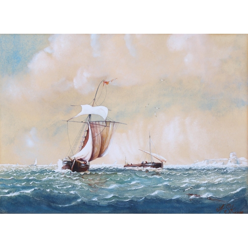 310 - Anthony Skuse, watercolour, marine scene, signed, 20cm x 28cm, framed