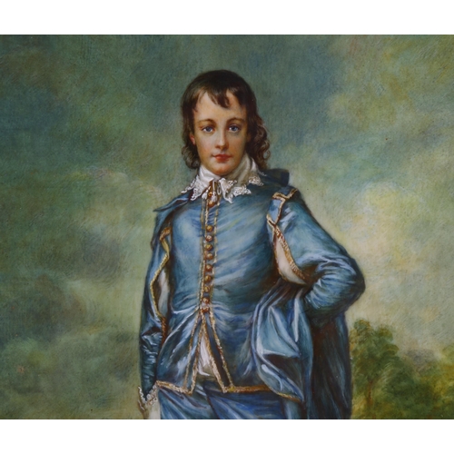 311 - 19th century miniature painting on ivorine, after Thomas Gainsborough, The Blue Boy, signed with mon... 