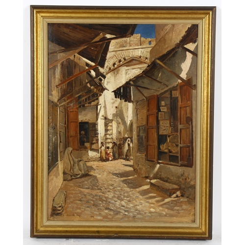 319 - John Varley (1850 - 1933), oil on canvas, North African street scene, signed, 59cm x 44cm, framed