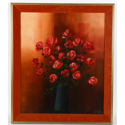 322 - G Bria, oil on canvas, still life, signed, 64cm x 53cm, framed