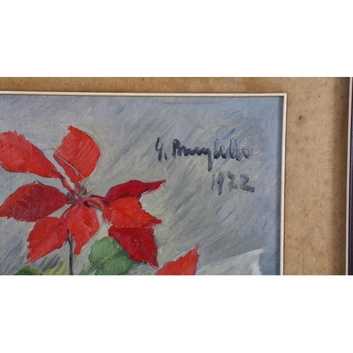 328 - G Bruglette?, oil on canvas, still life, signed and dated 1922, 50cm x 40cm, framed