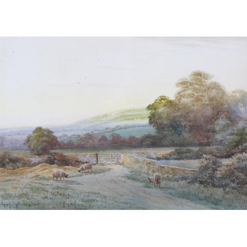 334 - George Oyston (1860 - 1937), watercolour near Watchet Somerset, signed, 26cm x 36cm, framed