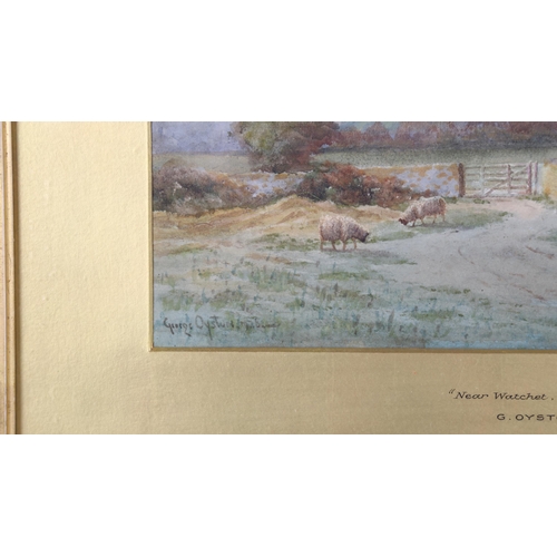 334 - George Oyston (1860 - 1937), watercolour near Watchet Somerset, signed, 26cm x 36cm, framed