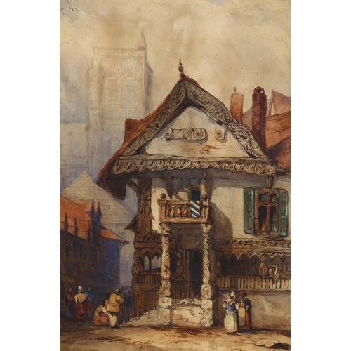 338 - Samuel Prout, watercolour, Continental street scene, signed, 25cm x 17cm, framed