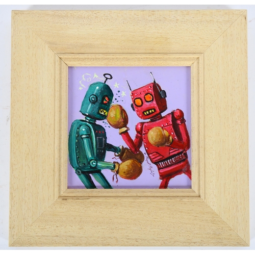 369 - Raymond Campbell, oil on board, Ko bot, 11cm x 11cm, framed