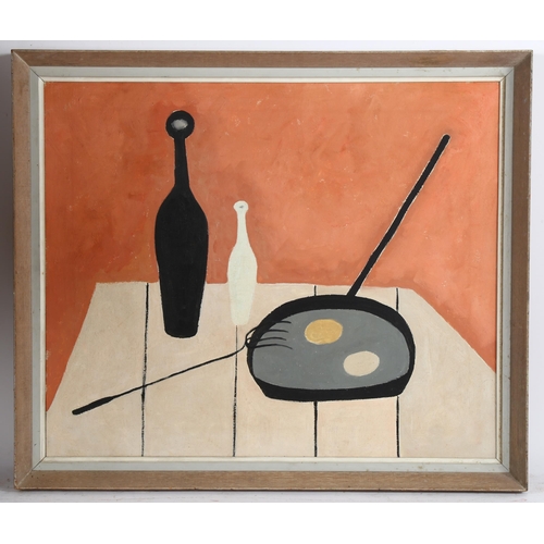 376 - Contemporary oil on canvas, modernist still life, unsigned, 50cm x 60cm, framed