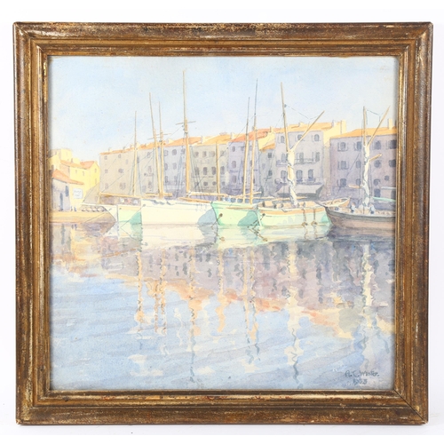 63 - Alexander Charles Winter (1887 - 1969), watercolour, Continental harbour, signed and dated 1933, 48c... 