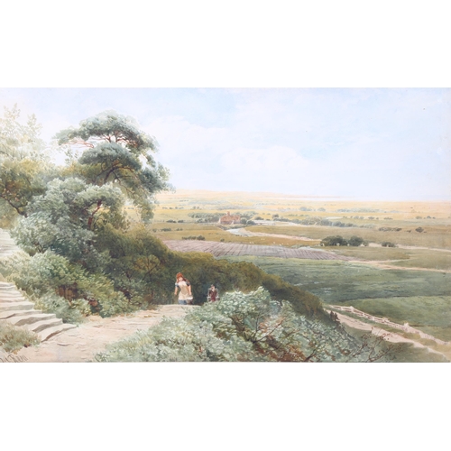 65 - Joseph Charles Reed (1822 - 1877), watercolour, near Winchester, signed, 40cm x 65cm, framed