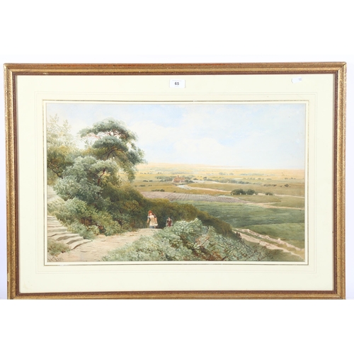 65 - Joseph Charles Reed (1822 - 1877), watercolour, near Winchester, signed, 40cm x 65cm, framed